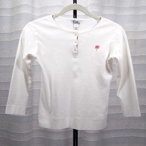Girls' Lilly Pulitzer White 3/4 Sleeve Henley - 14
